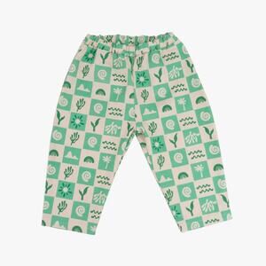 Wild Wawa Jade Green Checker Culotte Pants Size 12-24 Months Cotton